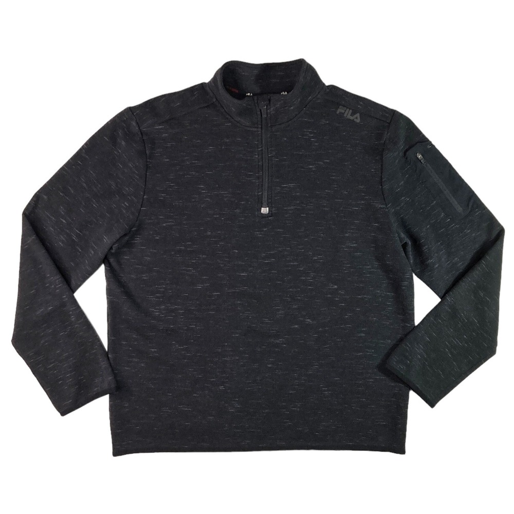 Fila Sport Live In Motion Mens Large Sweatshirt 1/4 zip Pullover Black Speckled